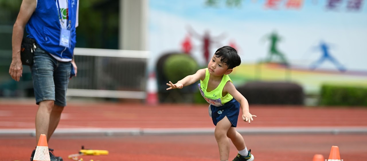 Man and child running